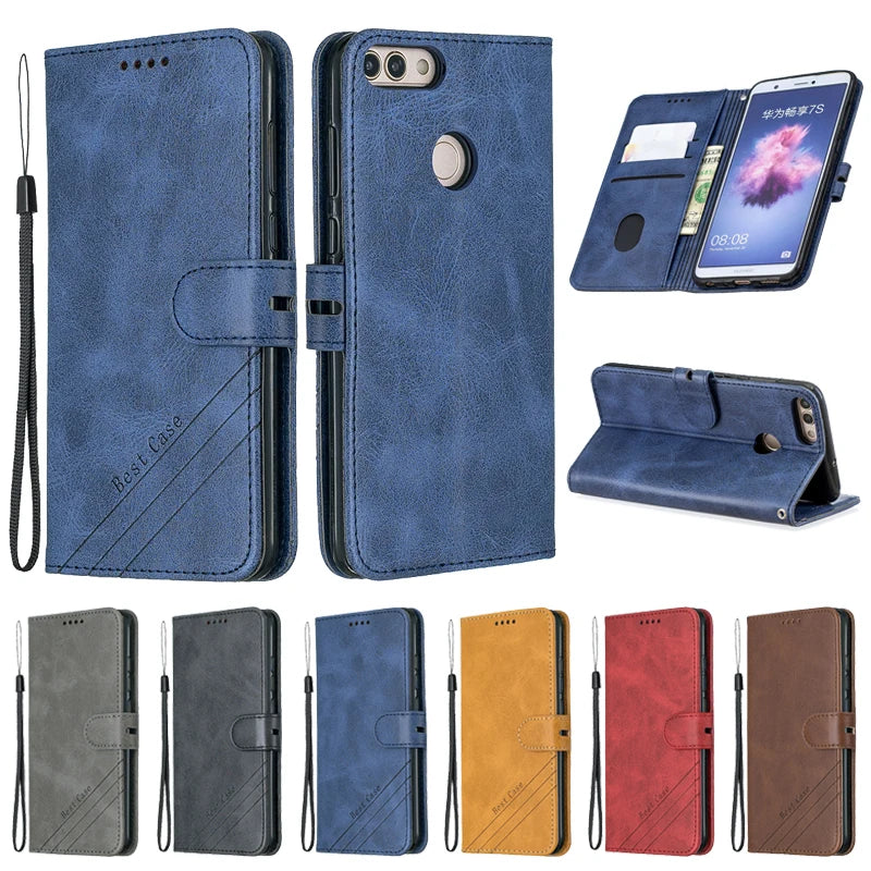 Huawei P Smart Case Leather Flip Case on sFor Coque Huawei P Smart Psmart FIG-LX1 Phone Case Fundas Luxury Magnetic Wallet Cover