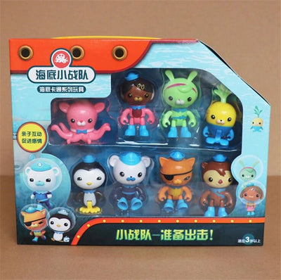 8PCS Set Anime Cartoon The Octonauts Action Figure Toy Captain Barnacles Kwazii Peso Penguin Dashi Mini Model Doll Kids Gift