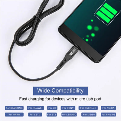 GTWIN 3A Micro USB Cable  Fast Charging Micro USB Data Cable Cord For Xiaomi Android Mobile Phone Charger Wire 0.5m 1m 2m 3m