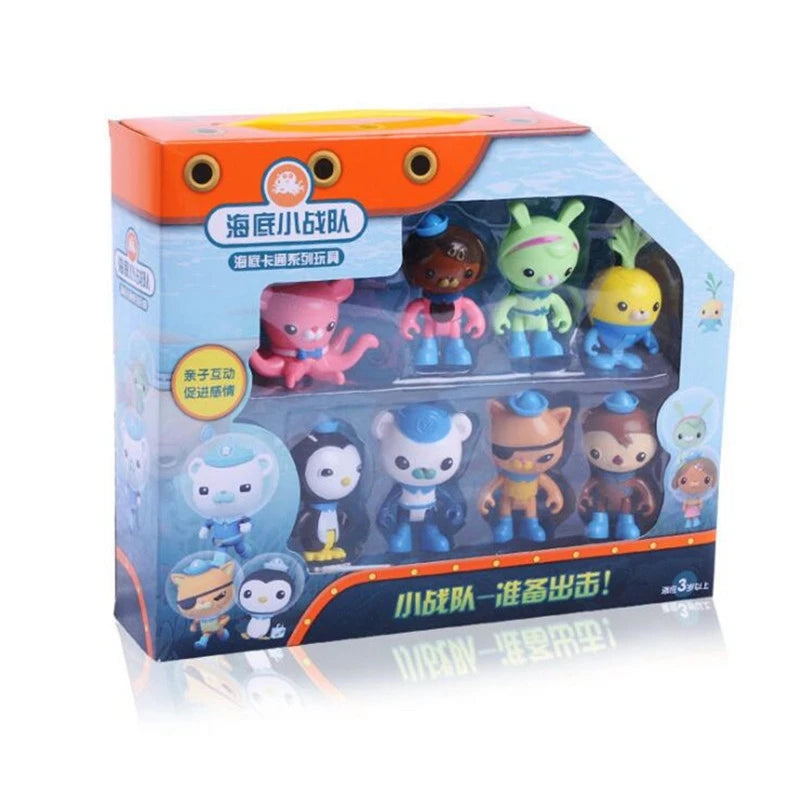 8PCS Set Anime Cartoon The Octonauts Action Figure Toy Captain Barnacles Kwazii Peso Penguin Dashi Mini Model Doll Kids Gift