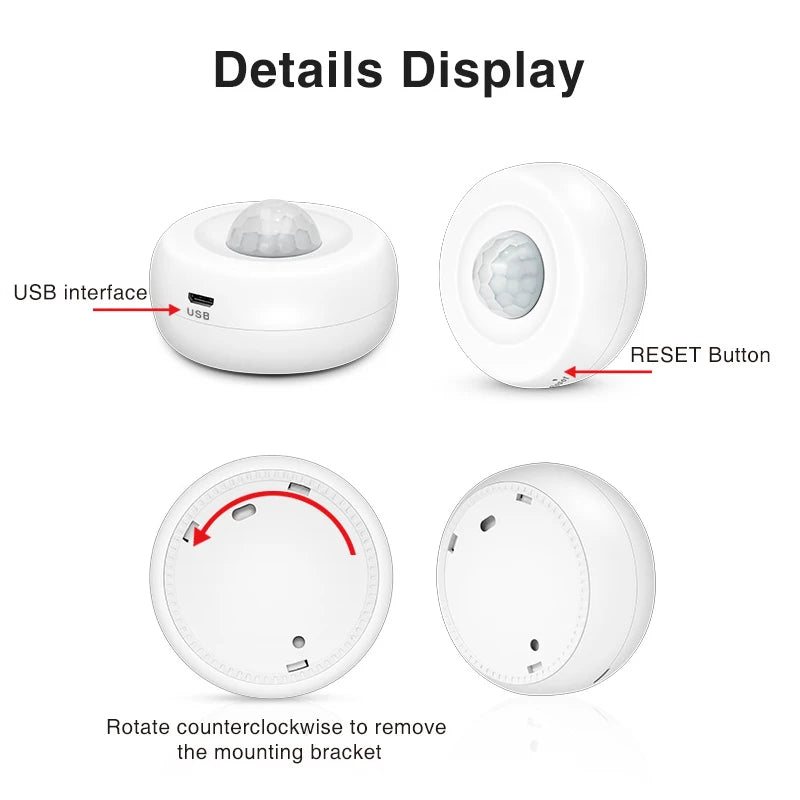 Tuya WiFi Motion PIR Sensor Detector USB charging WIFI Movement Sensor Smart Life APP Wireless Home Security System