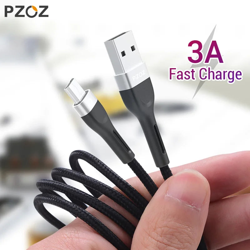 PZOZ Micro USB Cable Fast Charging Data Cord 2M 3M For Samsung S7 Xiaomi Redmi Note 5 Pro Android Mobile Phone MicroUSB Charger