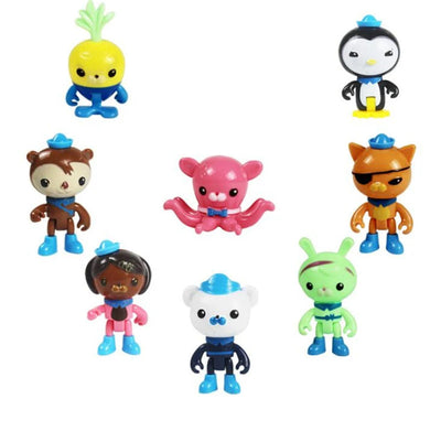 8PCS Set Anime Cartoon The Octonauts Action Figure Toy Captain Barnacles Kwazii Peso Penguin Dashi Mini Model Doll Kids Gift