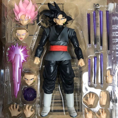 14cm Dragon Ball Black Goku Zamasu Action Figure  Super Saiyan Movie Version Dbz Anime Model With Multiple Accessories Toys