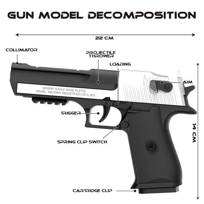 Desert Eagle - Black Automatic Shell Ejection Toy Gun Weapon Burst Soft Bullet Pistol Boys Gift Outdoor Game