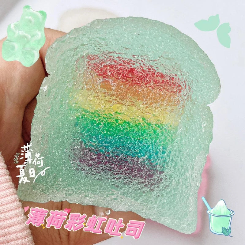 Simulation Transparent Clouds Toast Soft Toys Soft 3D Jelly Rainbow Desserts Mochi Squeezing Stress Relief Toys Girls Toys Gifts