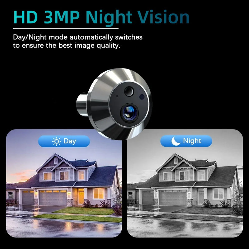 3MP iCam365 Wireless House Wifi Door Camera Wide Angle 130° Security Smart Home Digital Door Peephole With Camera