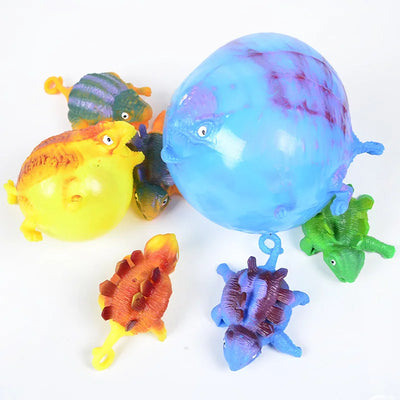 3PCS Kids Funny Dinosaur Animals Inflate Vent Balls Toy Squeeze Soft Ball Balloon Outdoors Party Sports Cute Funny Games Gift