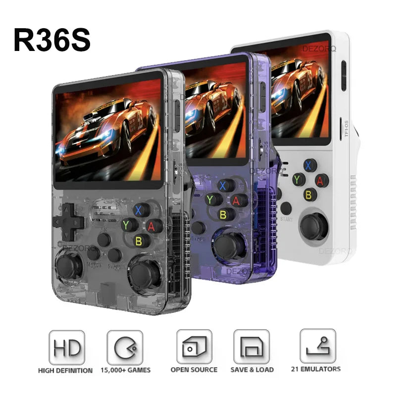 R36S Portable Handheld Game Console 3.5 Inch IPS Linux System Retro Video Game Console Built-in 10000+ Classic Video Games