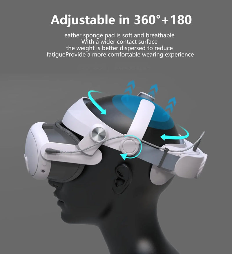 Head Strap Compatible with Meta Quest 3, 10000mAh Battery Head Strap for VR Oculus Quest 3 Accessories for Extended Playtime and