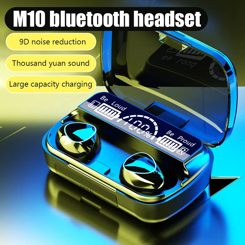 M10 TWS Wireless Headphones Bluetooth Earphones Waterproof Large LED Dispay Headset Hifi Stereo Arbuds For Iphone Android Phone