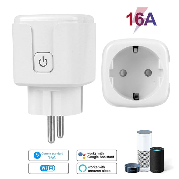 16A Wall Charger EU/US/BR Socket BR Plug In Charger WiFi Smart Plug Work with Alexa Google Home Assistant Tuya Life APP