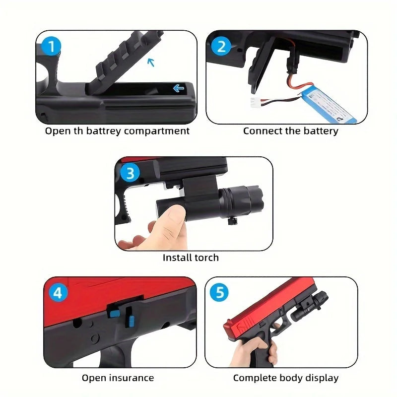 Blaster Gun,Electric Ball Blaster Pistol, High Orbeez Gun Performance Cool Toy Gun, Rechargeable Splatter Ball Toys