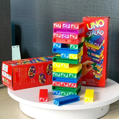 Stacko UNO Card Board Games Family Entertainment Poker Party Early Education Puzzle Stackoed Toys Playing Cards Birthday Gift