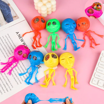 Creative Novelty Skeleton Alien Kids Halloween Gift Spoof Squeeze Sensory Stress Relief Toy Stress Ball Left Restless Boy Toy