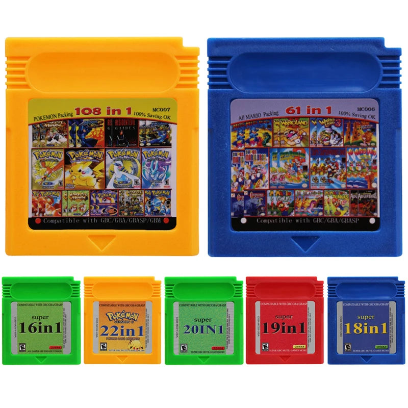 GBC Games Compilation Cartridge 16 Bit Video Game Console Card 108 IN 1 61 IN 1 for Retro Fans Gift