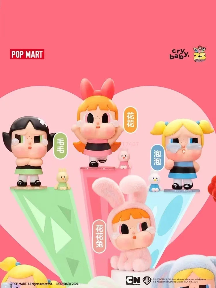 Pop Mart Crybaby X Powerpuff Girls Blind Box Blossom Bubbles Buttercup Mysterious Surprise Box Figure Pvc Model Statue Doll Toy