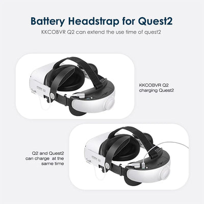 KKCOBVR Q2 Head Strap with 6800 mAh Battery for Oculus Quest 2 Adjustable Design Enhanced Support and Comfort VR Accessory