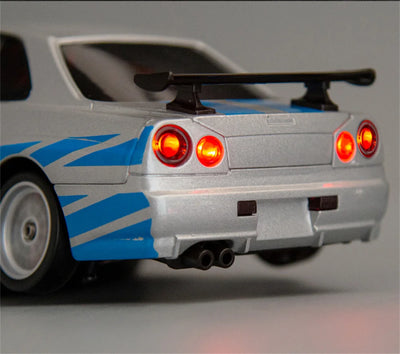 EBOYU LDRC 1899 RC Drift Car 1/18 Full Proportional 2.4G RWD GTR R34 w/ Gyro LED Light On-Road Alloy Body Shell Racing Car Toys