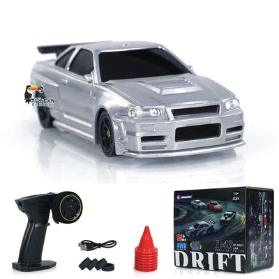 Toys 1/43 Scale RTR RC Drift Race Car Gyro 4WD Ready to Go Mini Car Toy High-Speed Vehicle Painted Finished Model for Boys Gifts