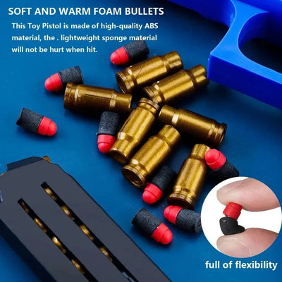 Soft Pellet Gun Toy Airsoft Glock with Drum Shell Ejected Foam Blaster Fidget Guns Toy Realistic Ejecting Gun Gifts for Boys