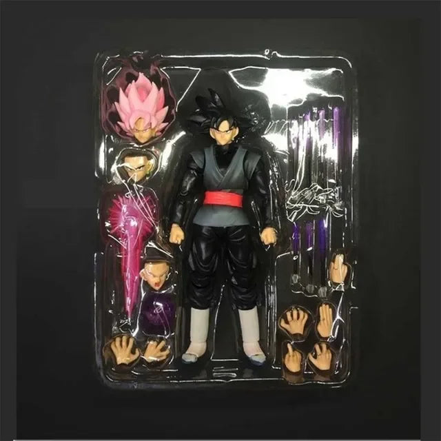 14cm Dragon Ball Black Goku Zamasu Action Figure  Super Saiyan Movie Version Dbz Anime Model With Multiple Accessories Toys