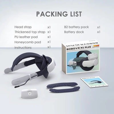 BOBOVR M1 Plus Battery Head Strap Compatible with Meta Quest 2 5200mah Elite Strap Enhanced Support with Battery Pack