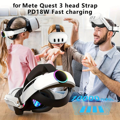 Elite Strap for Meta Quest 3 VR Headset Fast Charging Head Strap with 10000mAh Battery Extend VR Playtime for Quest3 Accessories