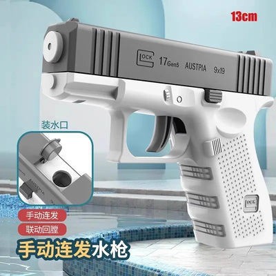 Children's Water Gun, Manual Continuous Glock Water Gun, Boys and Girls Play Bucket Cooling Toys in Summer Water Gun