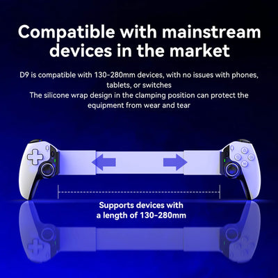 D9 Telescopic Game Controller RGB Light Mobile Phone Gamepad with Turbo/6-axis Gyro/Vibration for Android iOS PS3 PS4 Switch PC