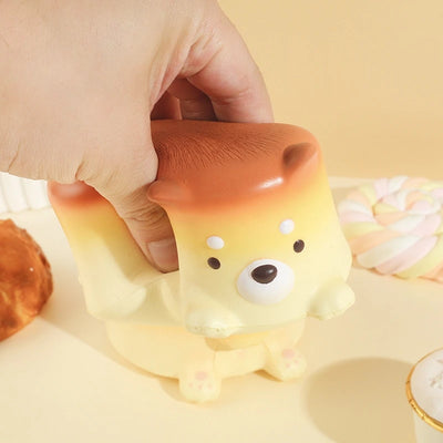 Cheese Puppy Cake Slow Rising Squeeze Toys Creative Animal Bread Squishy Food PU Soft Anti Anxiety Fidget Stress Relief Toy