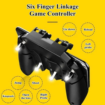 MEMO Mobile Phone 6 Fingers Gamepad Joystick Controller AK66 for PUBG Aim Shoot Game Trigger Handle for IPhone Android Universal