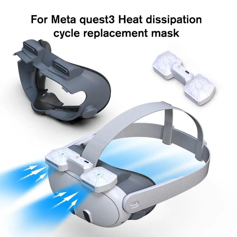 For Meta Quest 3 Cooling Cycle Replacement Mask Built 500mAh Battery Head Strap for Meta Quest 3 Power Lasting Head Strap