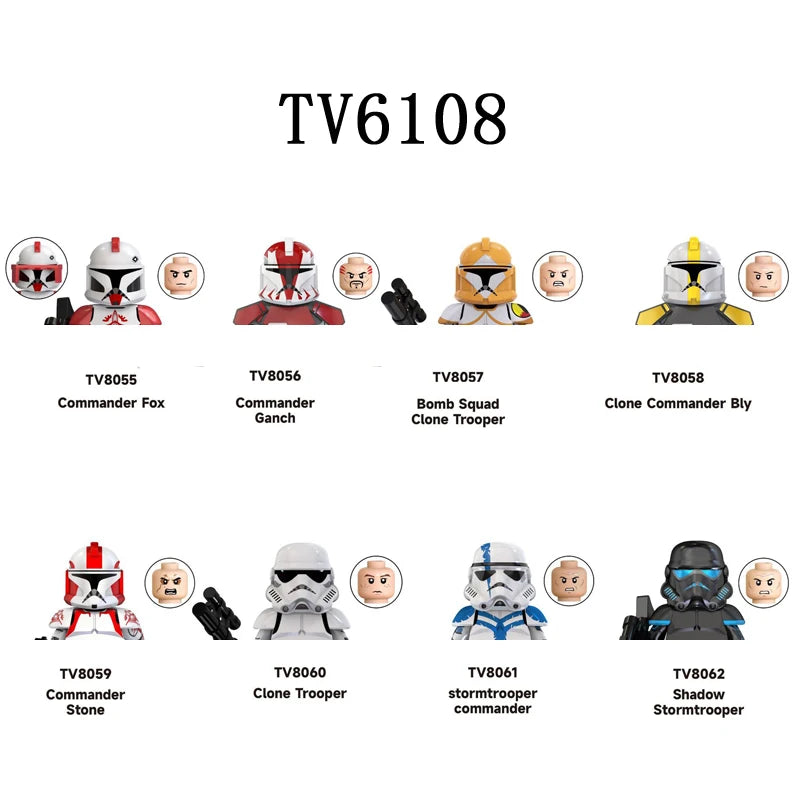 TV6108 Building Blocks Shadow Stormtrooper Bricks Commdander Fox Figures Commander Ganch Bomb Squad Clone Trooper Figurines Toys