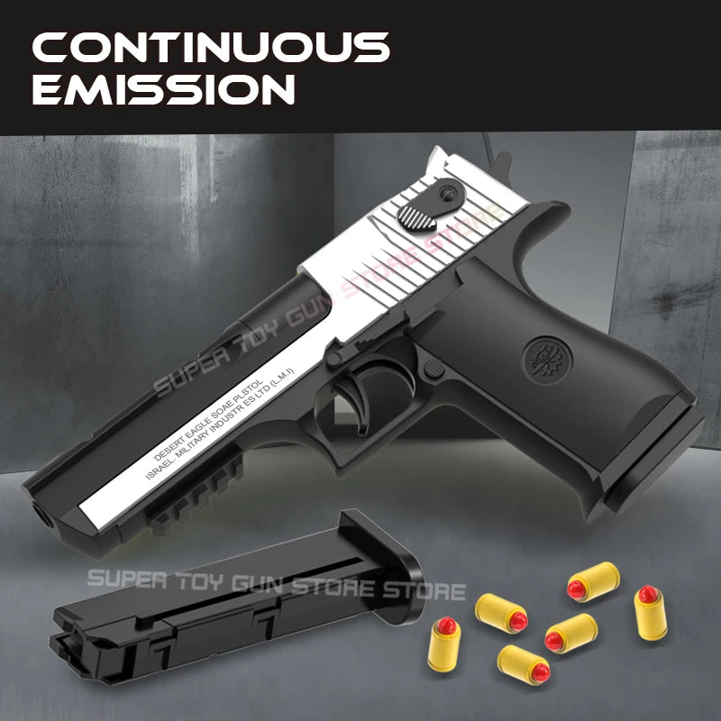 Desert Eagle - Black Automatic Shell Ejection Toy Gun Weapon Burst Soft Bullet Pistol Boys Gift Outdoor Game