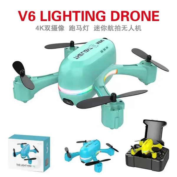 Cross border V6 mini aerial drone, high-definition dual camera remote control aircraft, horse racing light flow positioning