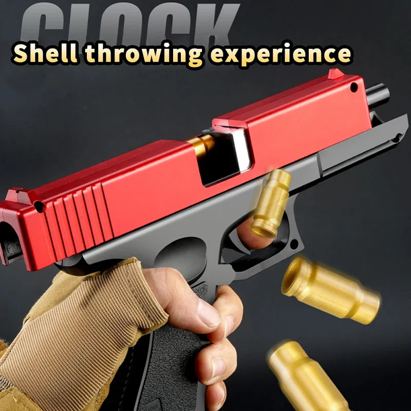 Soft Pellet Gun Toy Airsoft Glock with Drum Shell Ejected Foam Blaster Fidget Guns Toy Realistic Ejecting Gun Gifts for Boys