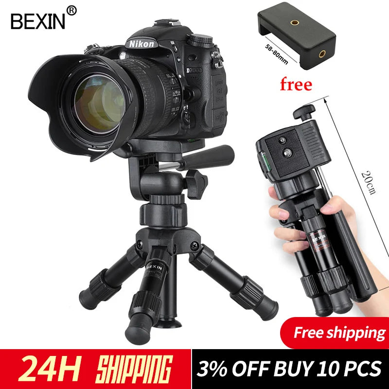 BEXIN Phone stand mini tripod camera holder smartphone tripod flexible folding desktop pocket tripod for mobile phone dslr