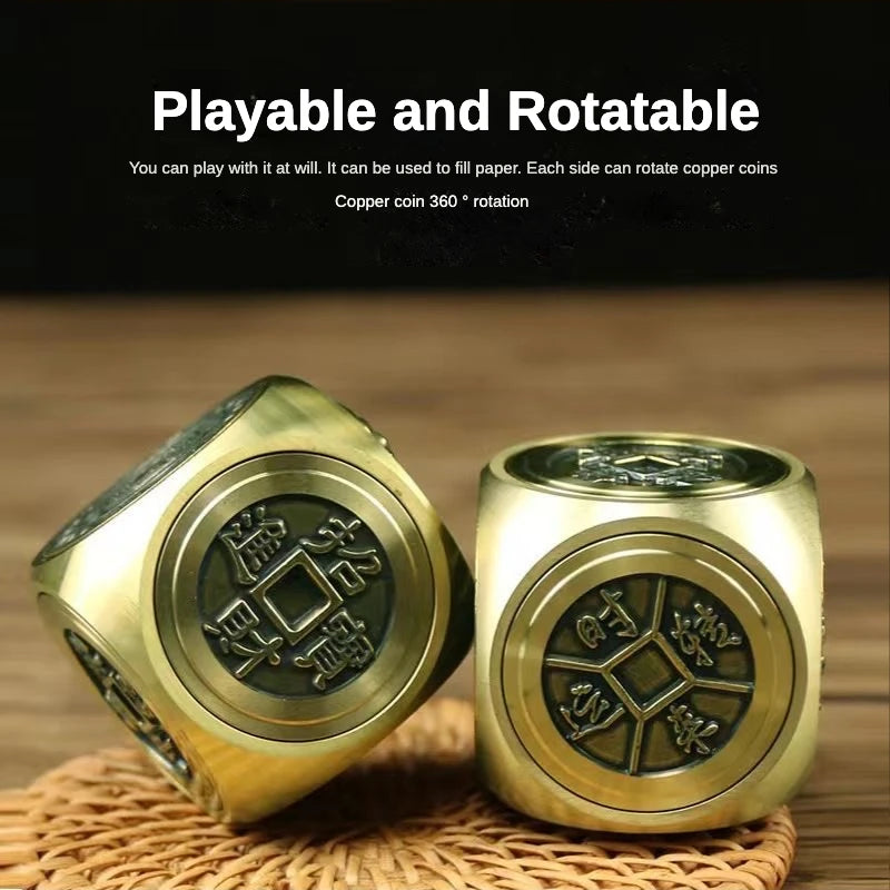 Six-faced Four Beasts Copper Fidget Spinner EDC Cube Antistress Fidget Toys Decompression Stress Relief Toys For Adult Kids Gift