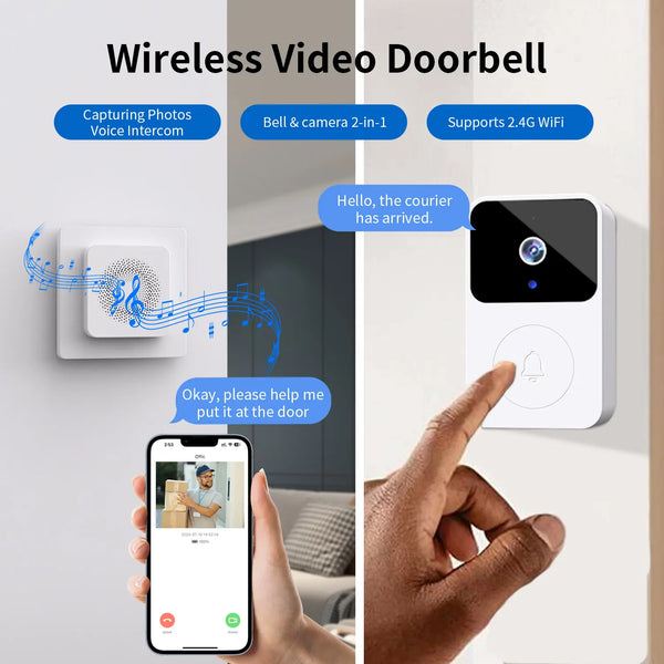 1080P Wireless WIFI Doorbell Video Intercom Door Bell with Camera Tuya Smart Home for Security Protection PIR Motion Detection