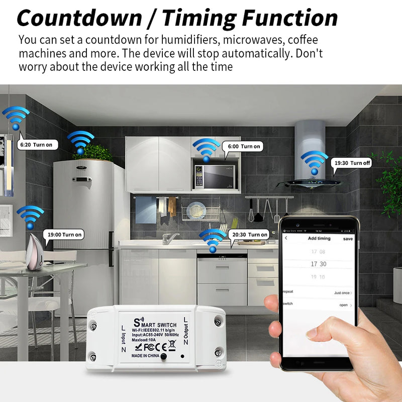 Tuya WiFi Smart Switch APP Wireless Controller Universal Breaker Timer Smart Life Work with LED Light Switch Alexa Accessories