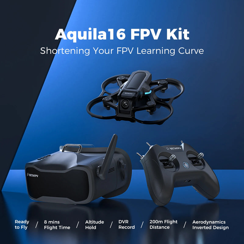 BETAFPV Aquila16 FPV Kit ELRS 2.4G LiteRadio 2 SE VR03 FPV Goggles Aquila 25-350mW VTX 1102 18000KV Quadcopter Racing Drone