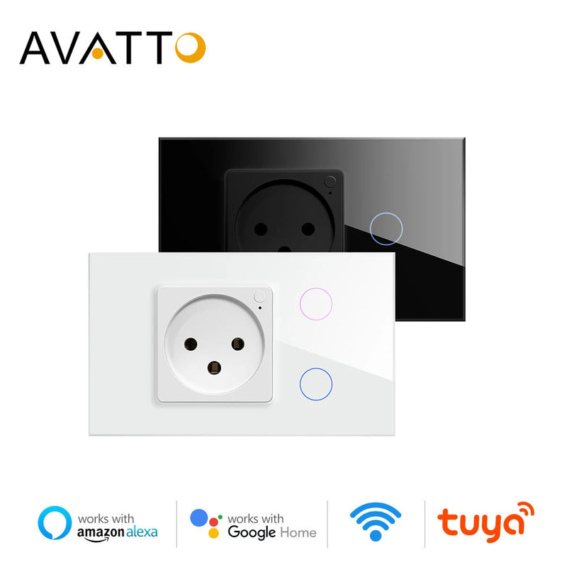 AVATTO Tuya WiFi Zigbee Light Switch With Socket,Smart Israel Standard 16A Smart Plug work with Smart life APP Alexa Google home