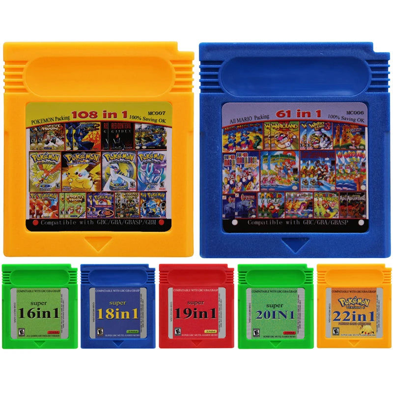 GBC Video Game Cartridge 16 Bit Games Card Compilation 61 in 1 108 in 1 Super 16 18 19 20 22 in 1