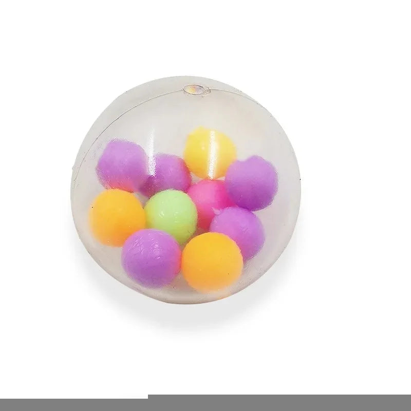 Rainbow Pressure Ball Fidget Sensory Toy DNA Color Beads Stress Relief Ball TPR Soft Glue PU Elastic Moon Ball Squeeze Kids Gift