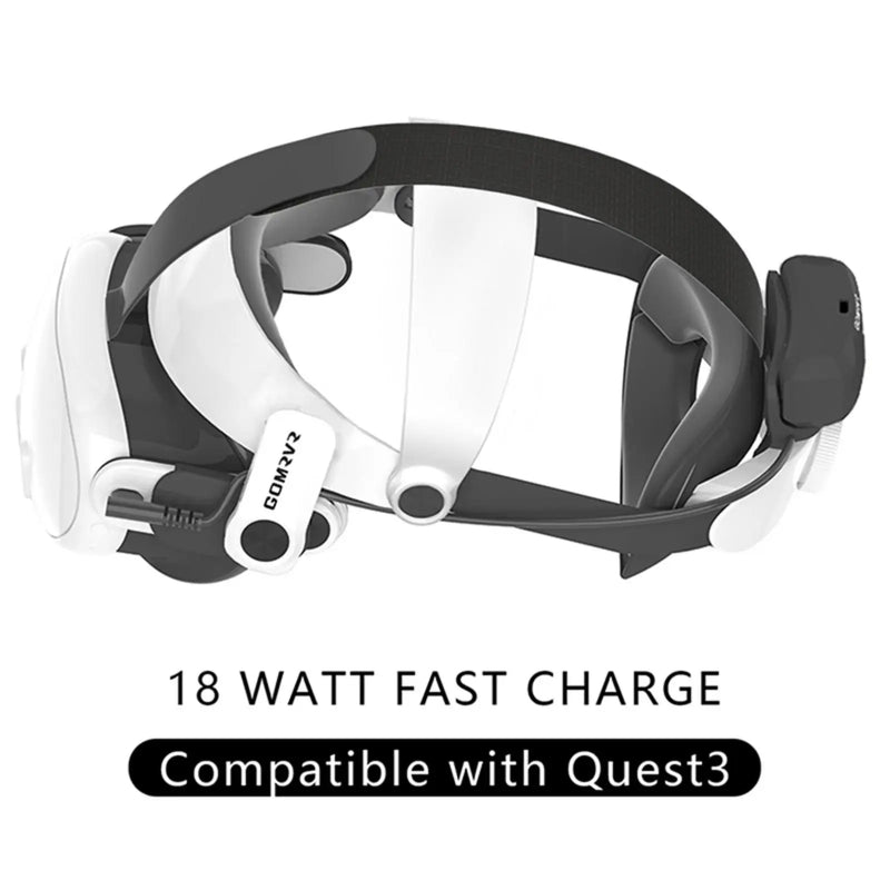 GOMRVR G3 Battery Head Strap compatible with Meta Quest 3 Replacement of Elite Strap 18 watt Magnetic Fast Charge 5000 battery