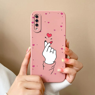 For Samsung A50 A50S Case Simple Heart Soft Liquid Silicone Camera Protection Phone Back Cover For Galaxy A 50 A 50S Funda Shell