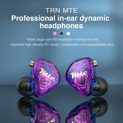 TRN MTE Dynamic Earphones HIFI Music Sport Earbuds In Ear Earphones Sport Noise Cancelling Hea for TRN VXpro M10 MT1 V90 EDX Pro