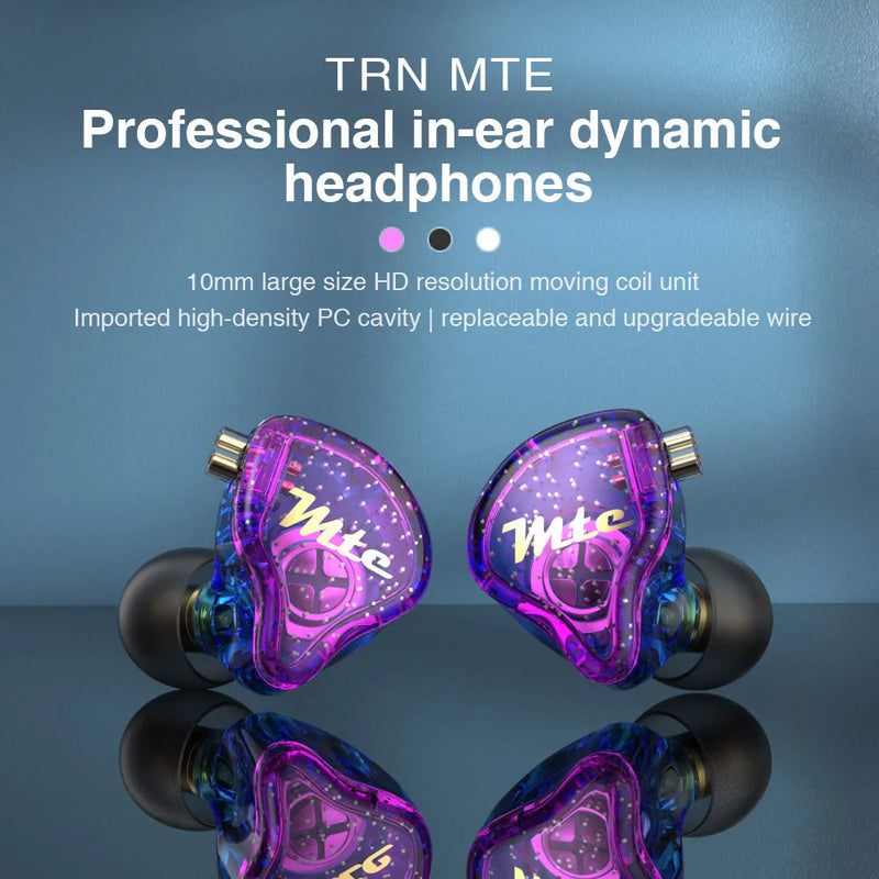 TRN MTE Dynamic Earphones HIFI Music Sport Earbuds In Ear Earphones Sport Noise Cancelling Hea for TRN VXpro M10 MT1 V90 EDX Pro