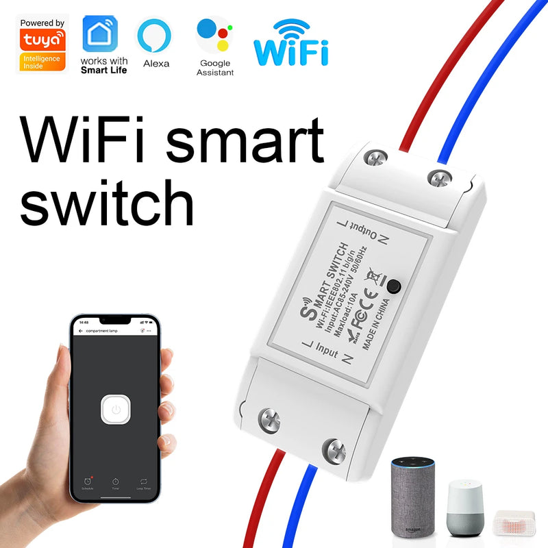 Tuya WiFi Smart Switch APP Wireless Controller Universal Breaker Timer Smart Life Work with LED Light Switch Alexa Accessories